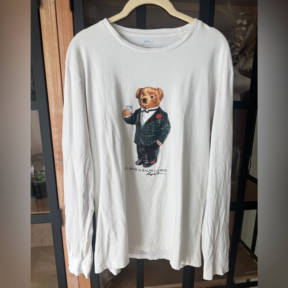 Polo Ralph Lauren teddy bear martini suit graphic tee long sleeve shirt crewneck
